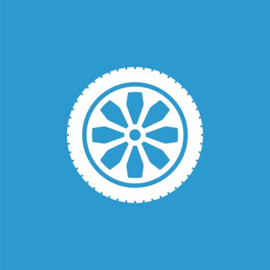 araba tekerlek simgesi, izole, mavi adam üzerinde beyaz