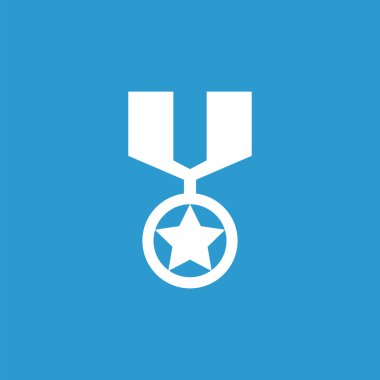 madalya anahat simgesini, izole, mavi adam üzerinde beyaz