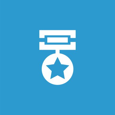 madalya anahat simgesini, izole, mavi adam üzerinde beyaz