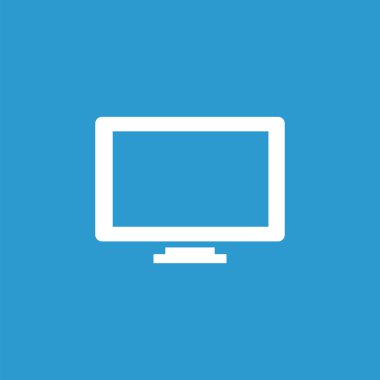 TV simgesi, izole, mavi adam üzerinde beyaz