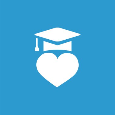 aşk eğitim simgesi, izole, mavi adam üzerinde beyaz