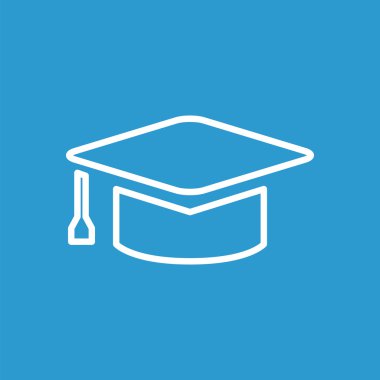 Eğitim anahat simgesini, izole, mavi adam üzerinde beyaz