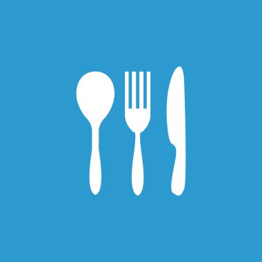 çatal simgesi, izole, mavi adam üzerinde beyaz