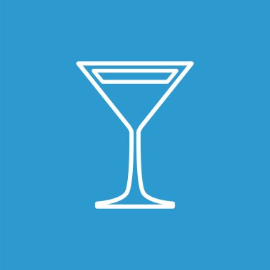 kokteyl anahat simgesini, izole, mavi adam üzerinde beyaz