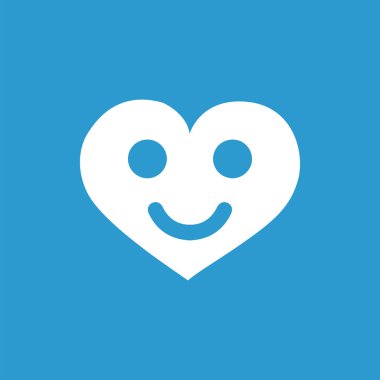 kalp gülümseme simgesi, izole, mavi adam üzerinde beyaz