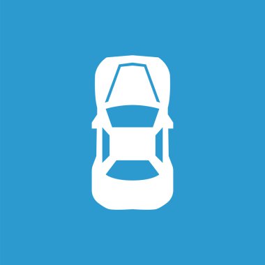 Araba üst simge, izole, mavi adam üzerinde beyaz