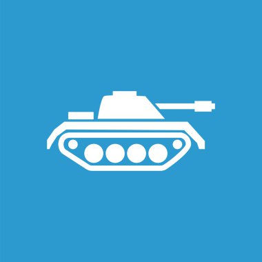 Tank anahat simgesini, izole, mavi adam üzerinde beyaz