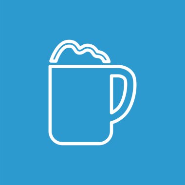 cappuccino anahat simgesini, izole, mavi adam üzerinde beyaz