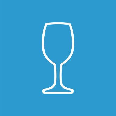 kadehinin anahat simgesini, izole, mavi adam üzerinde beyaz