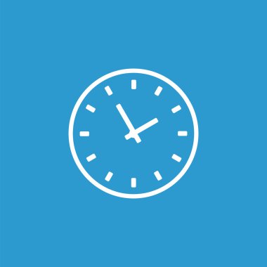 Saat anahat simgesini, izole, mavi adam üzerinde beyaz