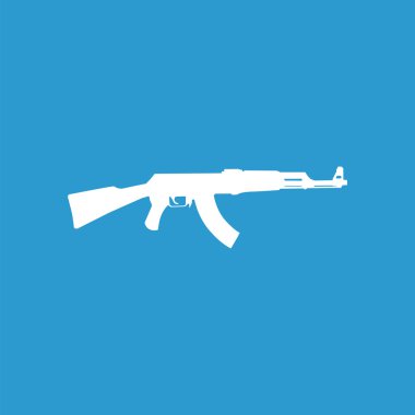 silah simgesi, izole, mavi zemin üzerine beyaz