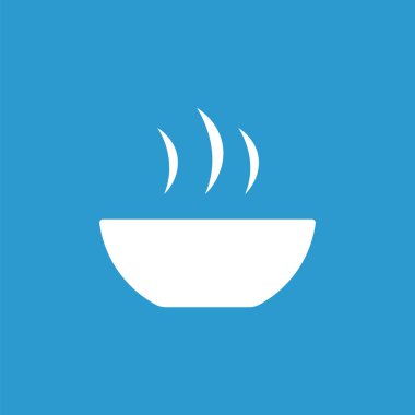 çorba simgesi, izole, mavi adam üzerinde beyaz