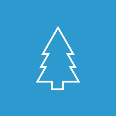 köknar ağacı anahat simgesini, izole, mavi adam üzerinde beyaz