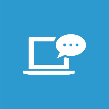 dizüstü bilgisayar ileti simgesi, izole, mavi adam üzerinde beyaz