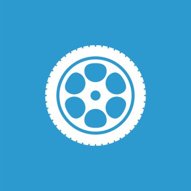 araba tekerlek simgesi, izole, mavi adam üzerinde beyaz