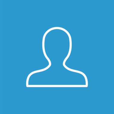 profil anahat simgesini, izole, mavi adam üzerinde beyaz