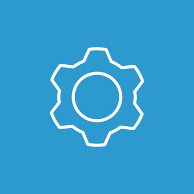 Ayarlar anahat simgesini, izole, mavi adam üzerinde beyaz