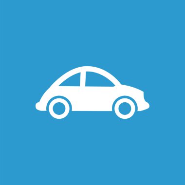 Mini araba simgesi, izole, mavi adam üzerinde beyaz