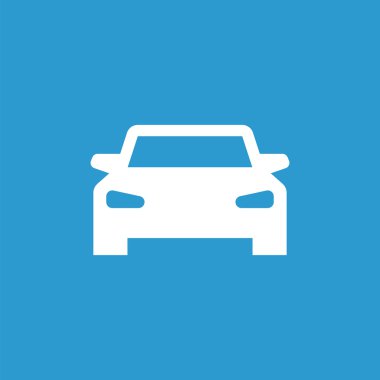 Araba simgesi, izole, mavi adam üzerinde beyaz