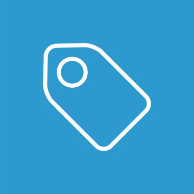 etiket anahat simgesini, izole, mavi adam üzerinde beyaz