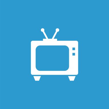 TV simgesi, izole, mavi adam üzerinde beyaz