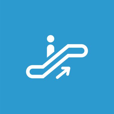 simge, izole, mavi adam üzerinde beyaz kadar yürüyen merdiven