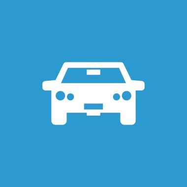 Araba simgesi, izole, mavi adam üzerinde beyaz