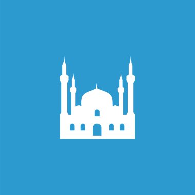 Cami simgesi, izole, mavi zemin üzerine beyaz