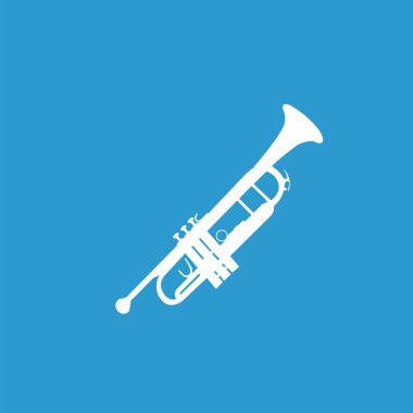 Müzik aleti simgesi, izole, mavi adam üzerinde beyaz