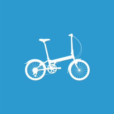 Bisiklet simgesi, izole, mavi adam üzerinde beyaz