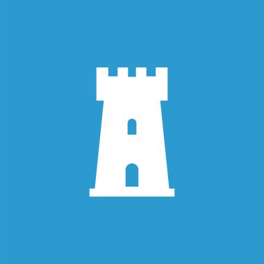 castle icon, isolated, white on the blue background clipart