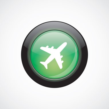 uçak cam işareti simgesi yeşil parlak düğme