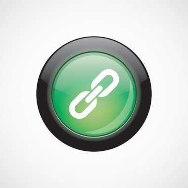 bağlantı cam işareti simgesi yeşil parlak düğme