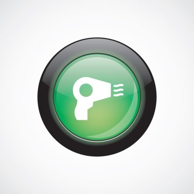 saç kurutma makinesi cam işareti simgesi yeşil parlak düğme