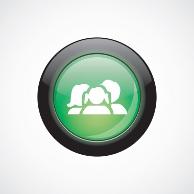 Aile cam işareti simgesi yeşil parlak düğme