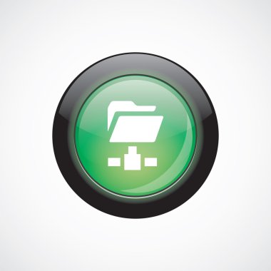 ağ klasörü cam işareti simgesi yeşil parlak düğme