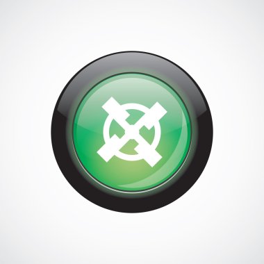 değirmen cam işareti simgesi yeşil parlak düğme