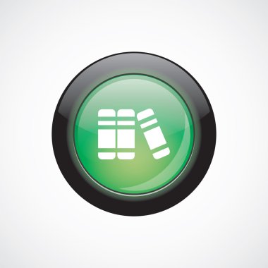 kitap işareti simgesi yeşil parlak düğme cam