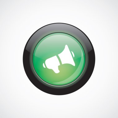 hoparlör cam işareti simgesi yeşil parlak düğme