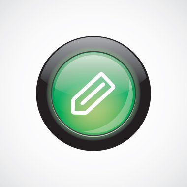 kalem işareti simgesi yeşil parlak düğmesi