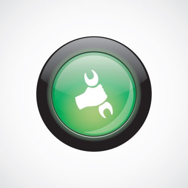 işareti simgesi yeşil parlak düğme onarmak