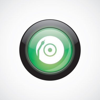 Vinil döner cam işareti simgesi yeşil parlak düğme