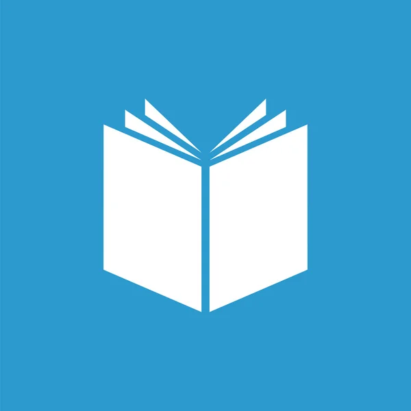 Buch-Ikone, isoliert, weiß auf blauem Hintergrund — Stockvektor