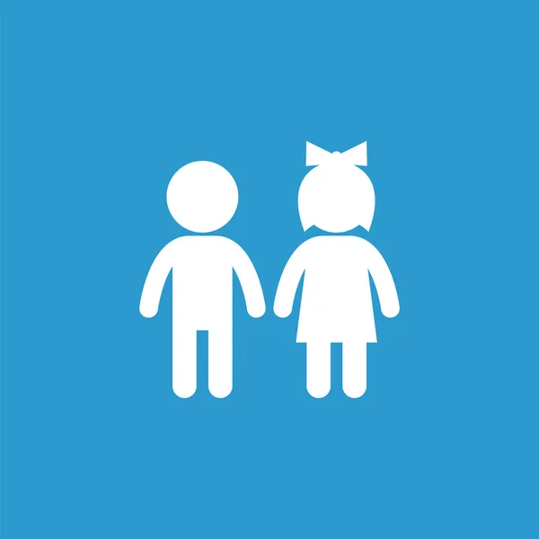 Jongen en meisje overzicht icon, geïsoleerde, wit op de blauwe pagina — Stockvector
