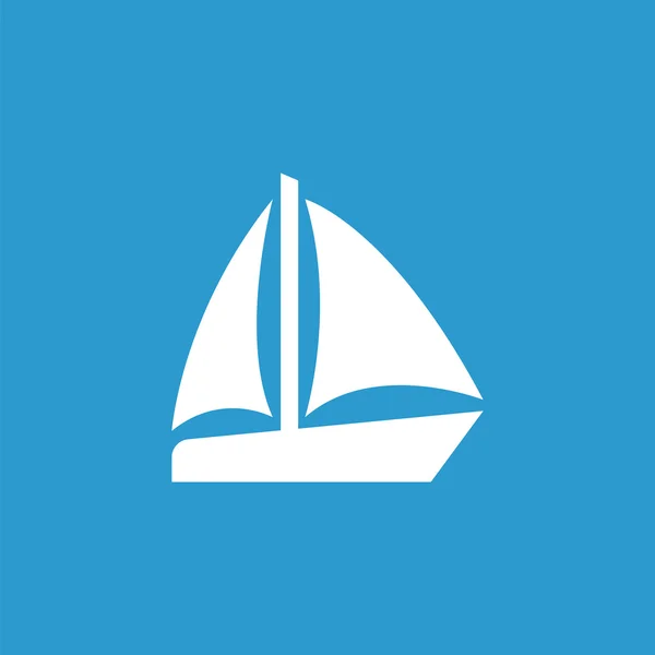 Zeil boot pictogram, geïsoleerde, wit op de blauwe pagina — Stockvector