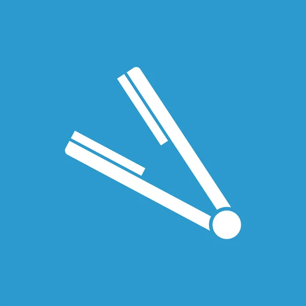 Straightener icon, geïsoleerde, wit op de blauwe pagina — Stockvector