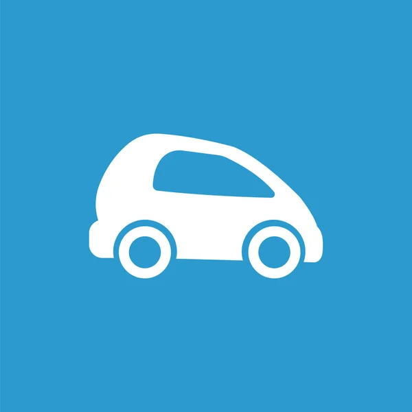 Ícone de mini carro, isolado, branco no fundo azul — Vetor de Stock