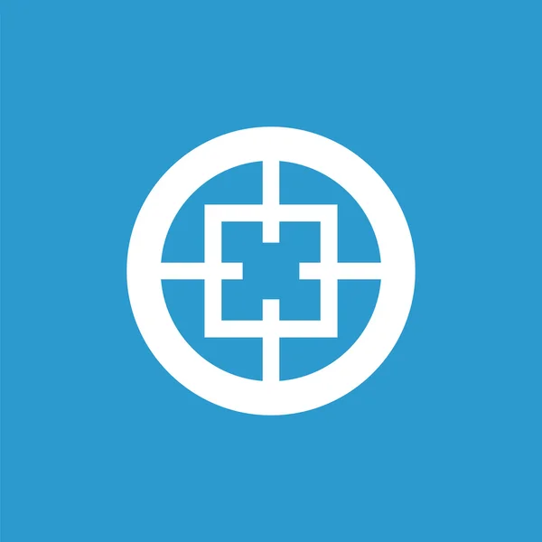 Optický zaměřovač osnovy ikona, izolované, bílá na modrém poz — Stockový vektor