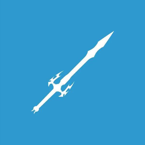 Икона меча, изолированный, белый на синей backgroun — стоковый вектор