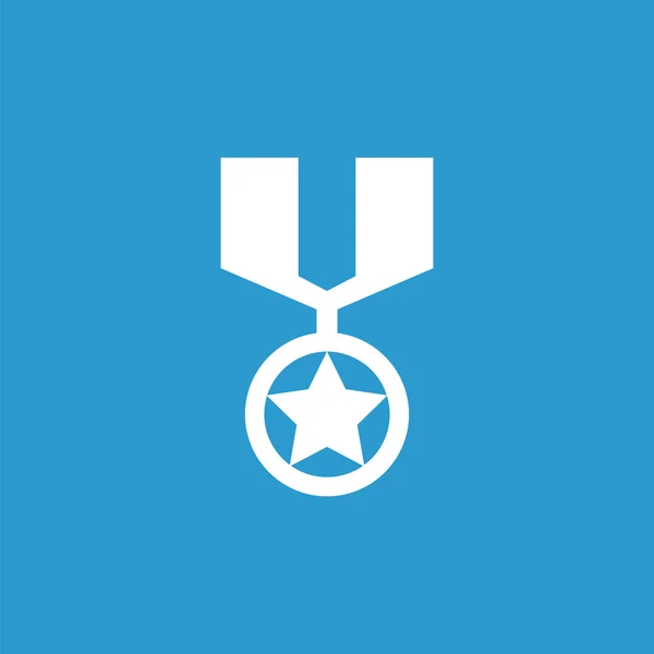Icona contorno medaglia, isolato, bianco sul backgroun blu — Vettoriale Stock